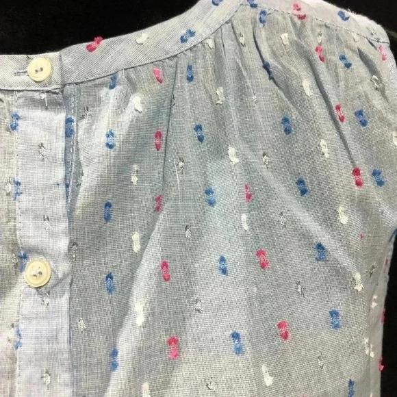 Loft Shimmer Clip Dot Sleeveless button down Shirt -blouse, elastic stretch back - Picture 5 of 9
